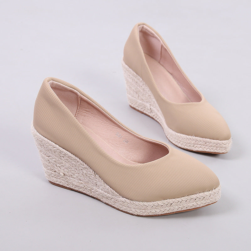 Women's Wedge Shallow Mouth Pumps High Platform Casual Shoes