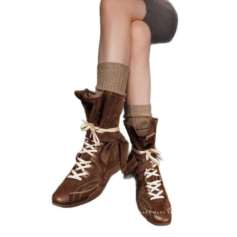 Boxing Matte Booties Flat Height Increasing Boots