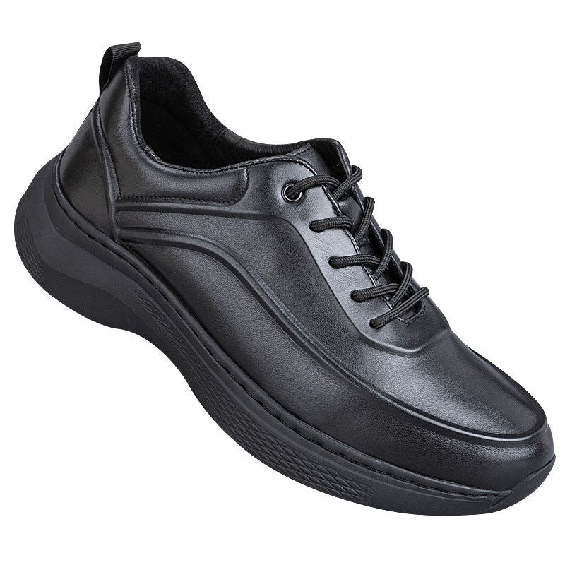 Men's First Layer Cowhide Breathable Lightweight Solid Thick Bottom Men's Shoes