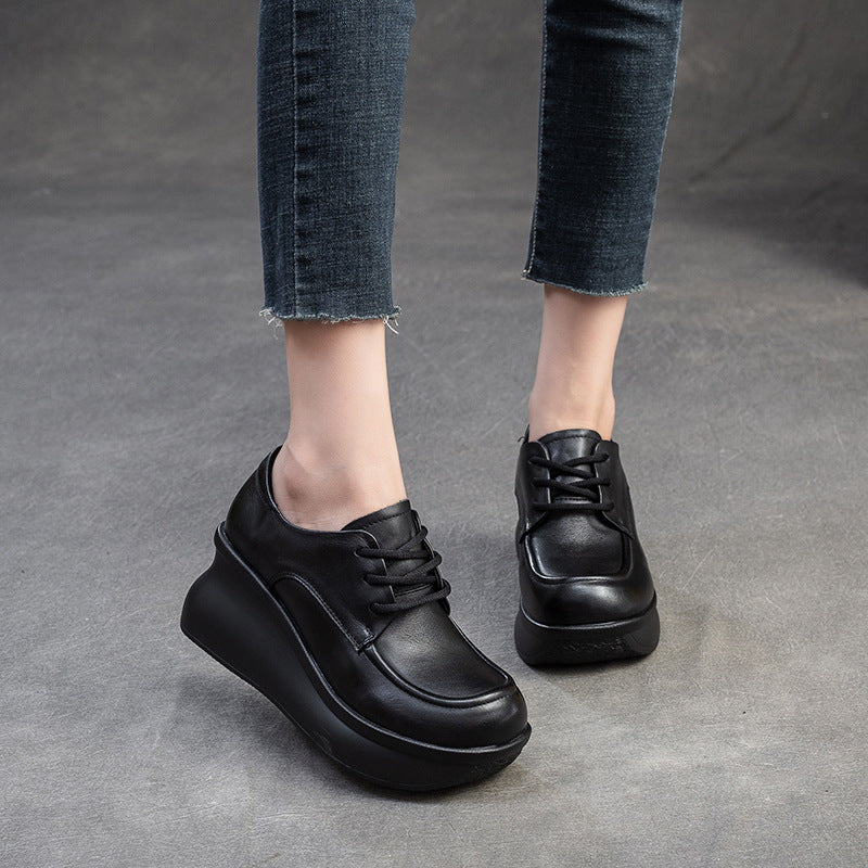 Women's & Men's Shu Wedge Retro Style Simple Top Loafers