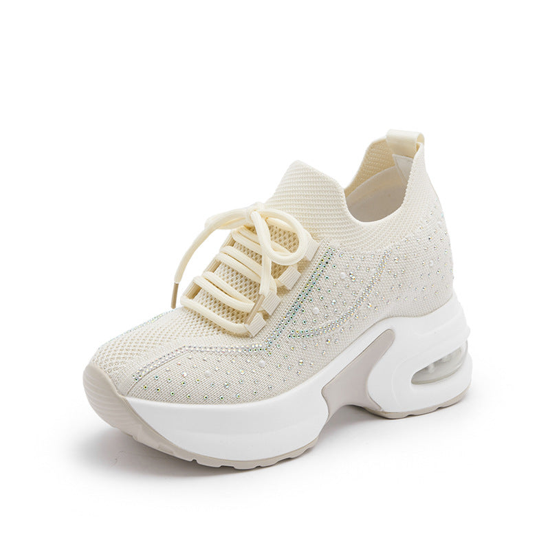 Women's Summer Breathable Mesh Surface Height Increasing Insole Casual Shoes