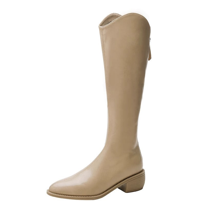 Cut Milk Tea Brown Chunky Female Boots
