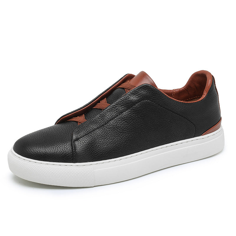 Men's Top Layer Cowhide Four Korean Versatile Leather Shoes