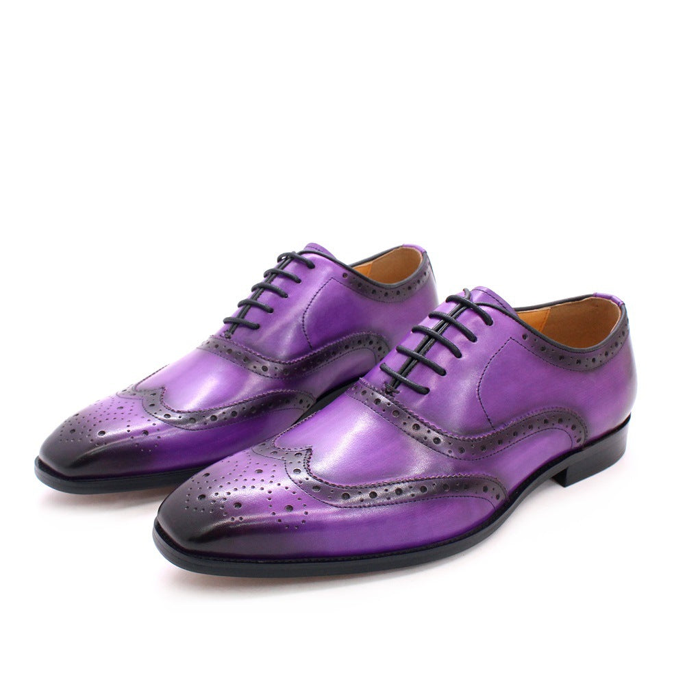 Men's British Style Brogue Oxford Business Breathable Leather Shoes