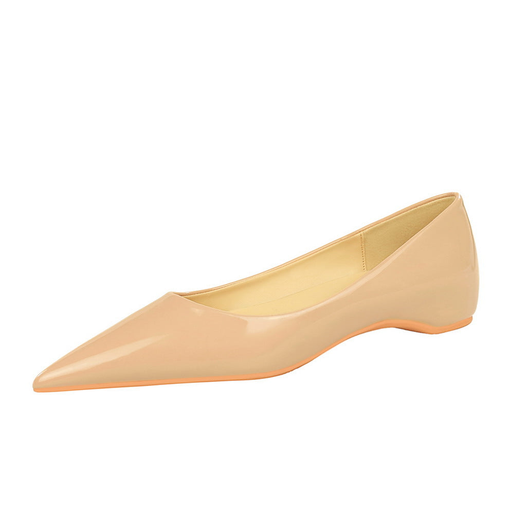 Women's Simple Patent Shallow Mouth Low With Casual Shoes
