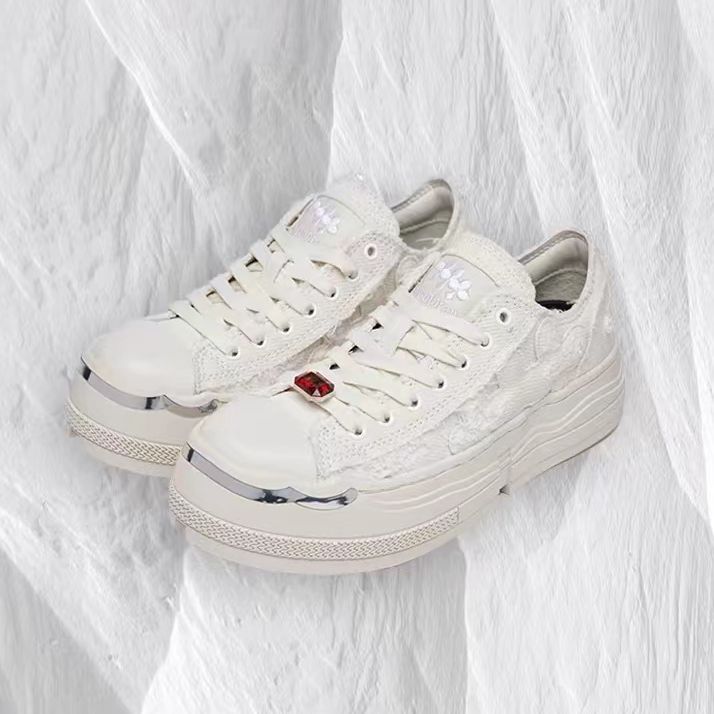 Rebirth Milk Tea White Thick Bottom Sneakers
