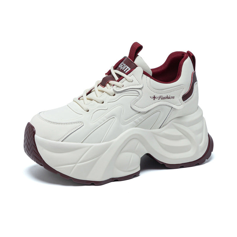 Women's Spring Small Wedge Platform Height Increasing Insole Show Feet Fashion Sneakers