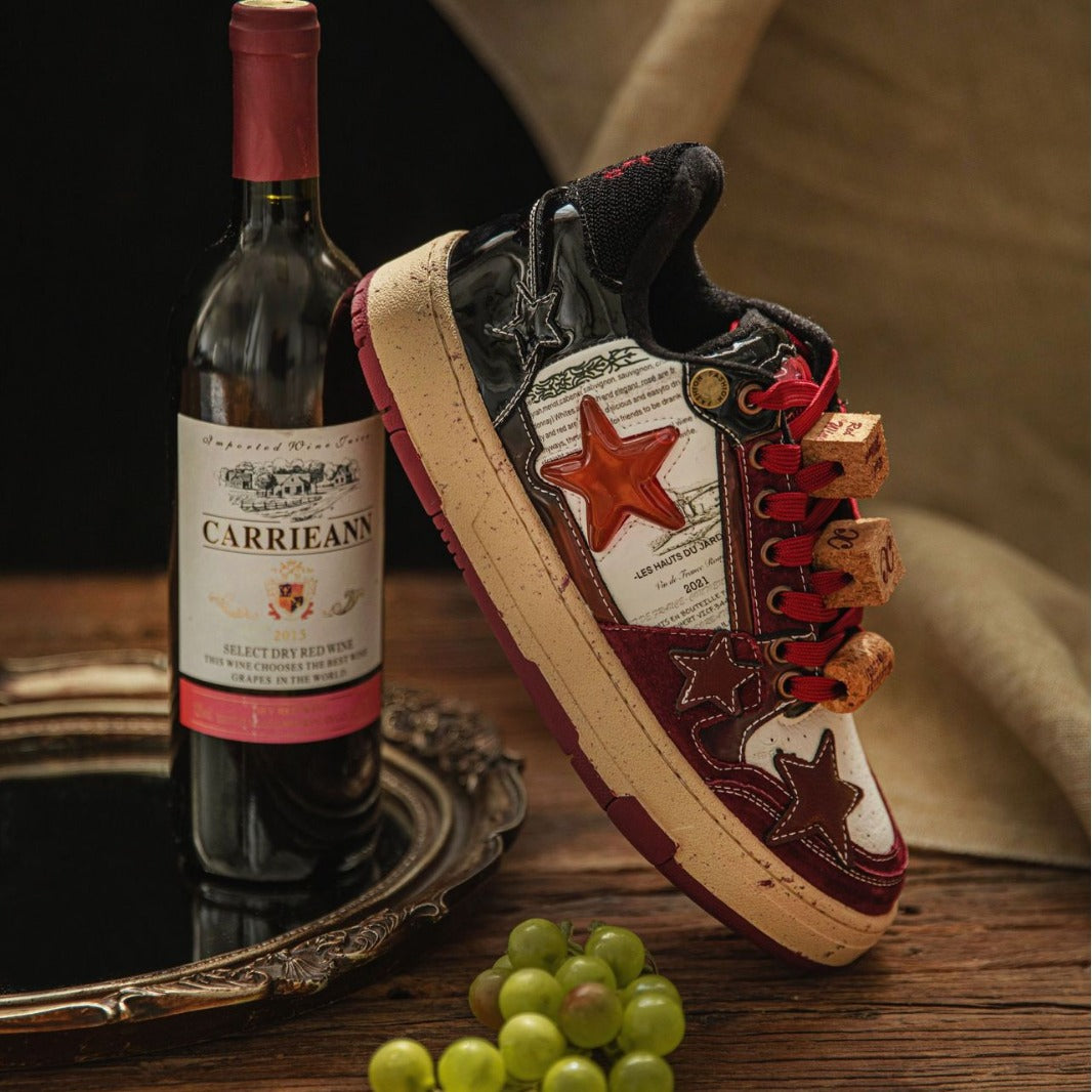 Red Wine Platform Star Retro National Sneakers