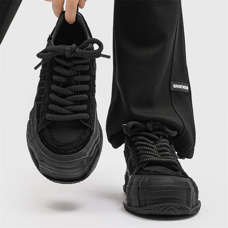 Men's Cowhide Comfortable Color Matching Versatile Trendy Sneakers