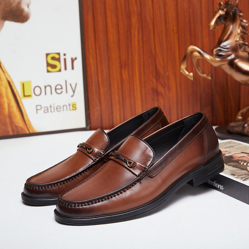 Men's Autumn Genuine Slip On Business Low Leather Shoes
