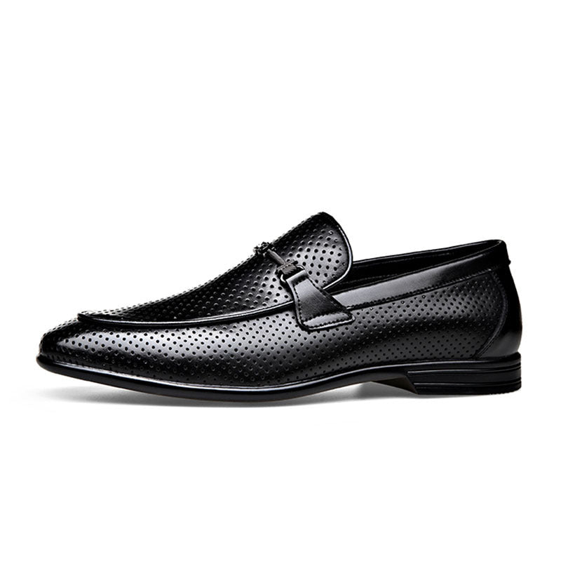 Men's Genuine Summer Mesh Breathable Business Classic Leather Shoes