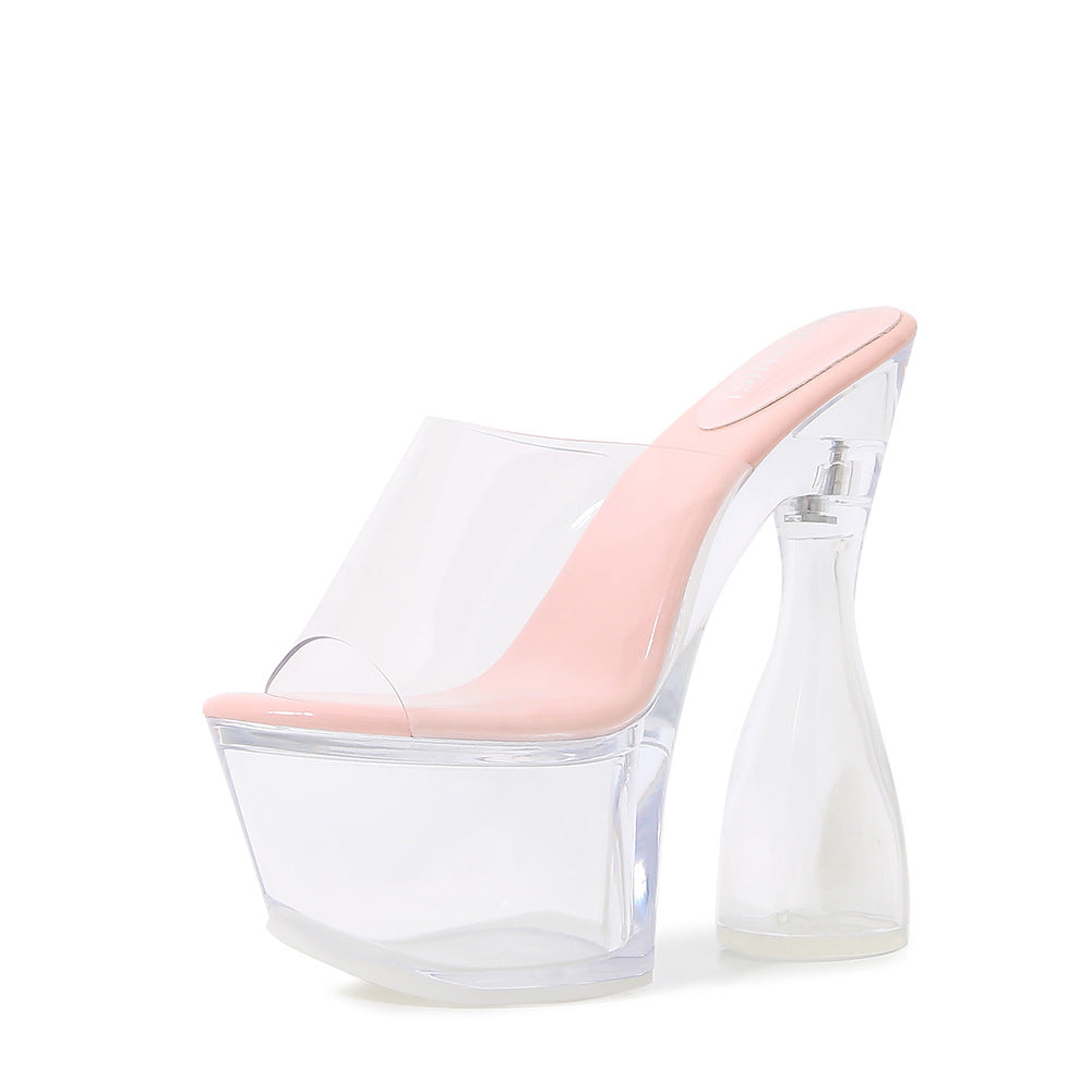 Women's Niche Design Platform Transparent Crystal Summer Heels