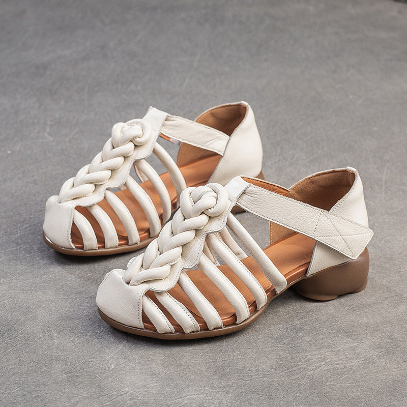 Women's Velcro Hand-woven Thick Bottom Breathable Candy Color Sandals