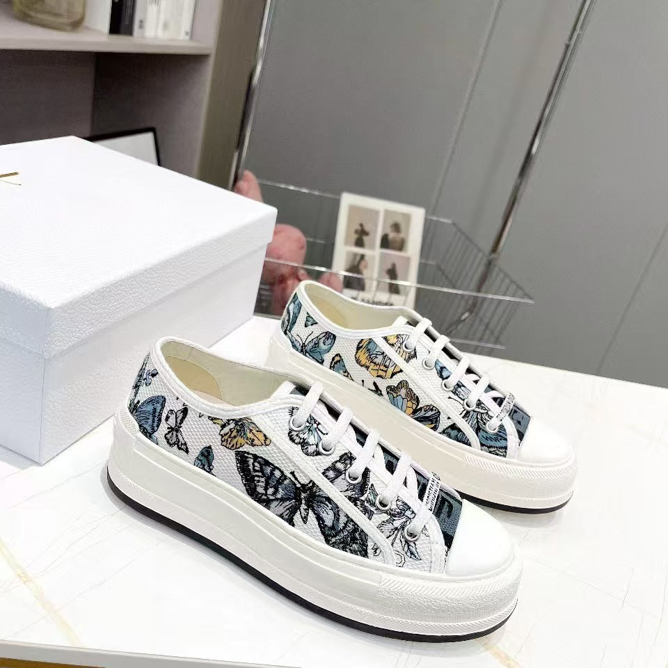 Women's Color Embroidered Platform White Fashionable Comfortable Versatile Casual Shoes