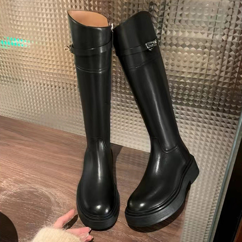 Women's Version Round Toe Lock Chunky High Boots