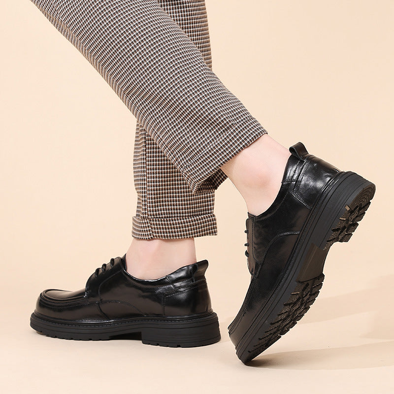 Men's Autumn Genuine Derby Business Formal Wedding Leather Shoes