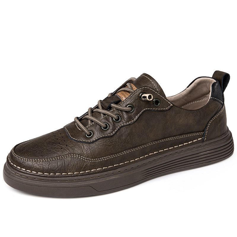Men's Sports Cowhide Flat Korean Style Plus Sneakers