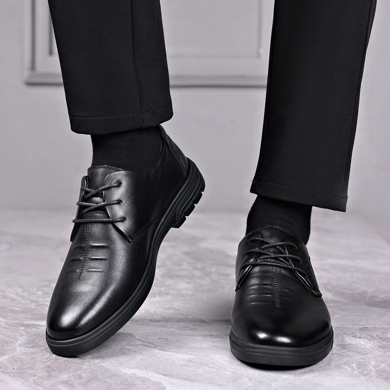 Men's Genuine Spring Business Lace Up Trendy Leather Shoes