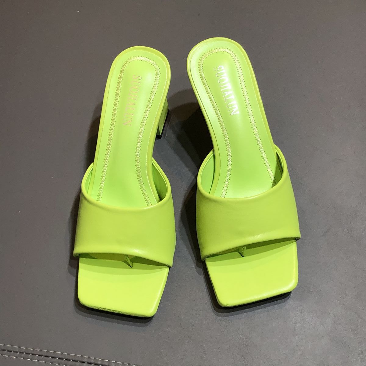 Women's Chunky Slingback Street Square Toe High Sandals