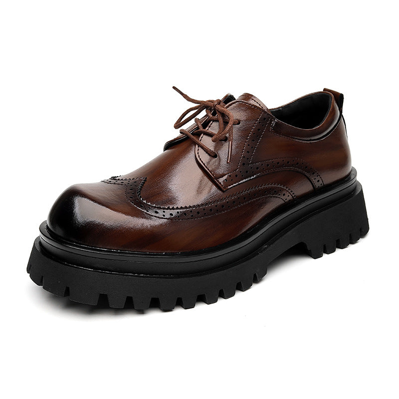 Men's Thick Bottom Heighten British Style Summer Leather Shoes