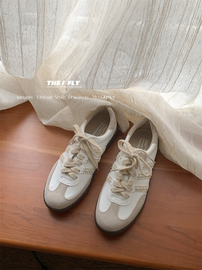 Women's German Training Large Collection Three Bars Cowhide Stitching Leisure Casual Shoes