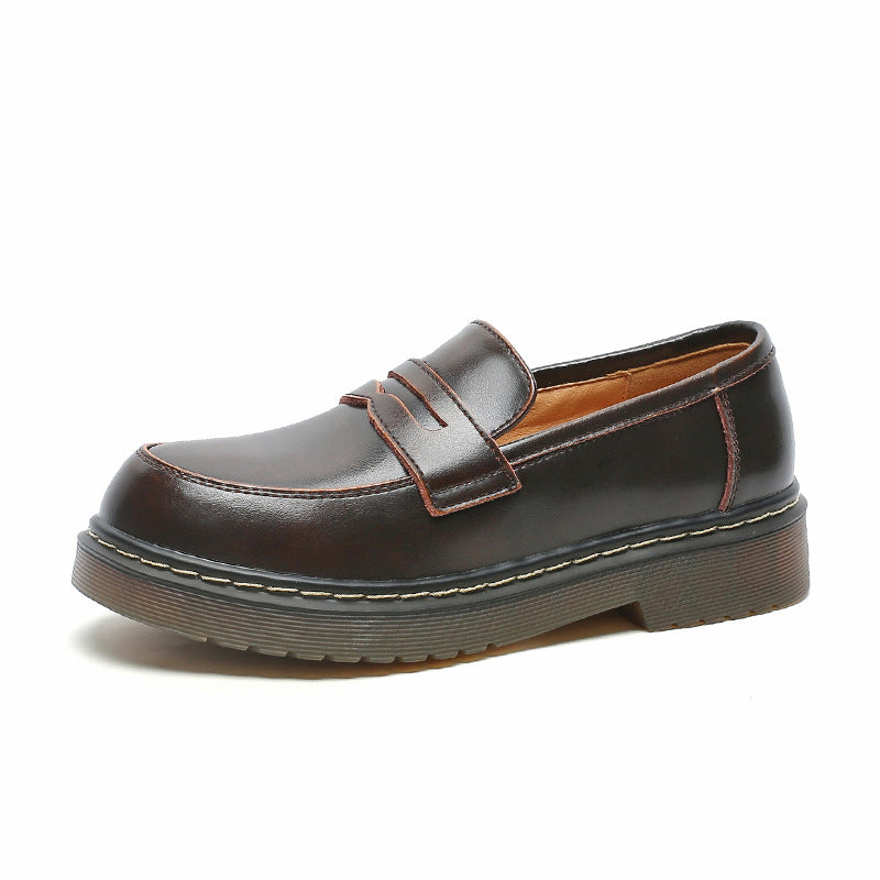 College Style Uniform British Female Slip-on Leather Shoes
