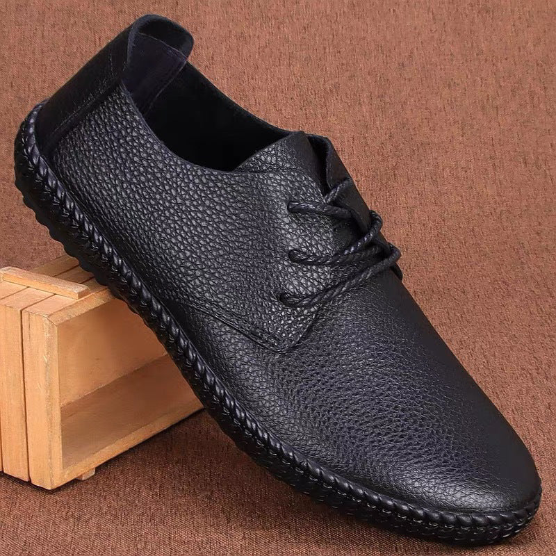 Hollow Genuine Driving Soft Bottom Lace Leather Shoes