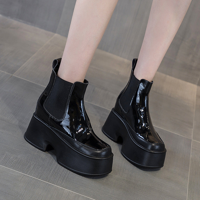 Women's Insole Chelsea Chunky Square Toe Vintage Boots