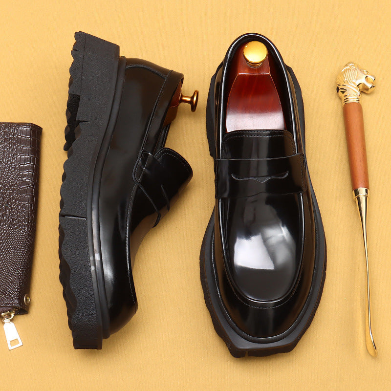 Men's Slip-on Soft Genuine Business Thick Sole Leather Shoes