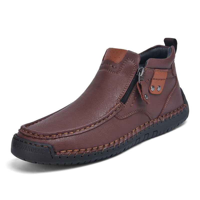 Men's Winter Side Zipper Fashion Short Plus Leather Shoes