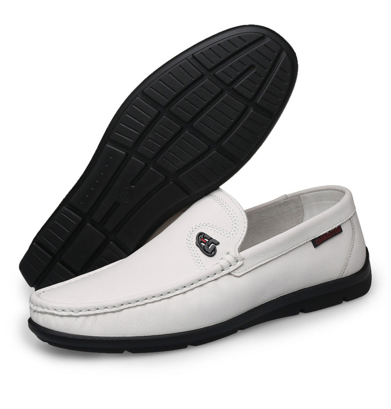 Summer Soft Bottom Hollow Out White Leather Shoes