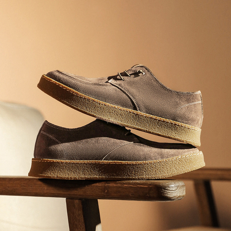 Men's Retro Suede Platform Fur-lined Matte Calf Casual Shoes