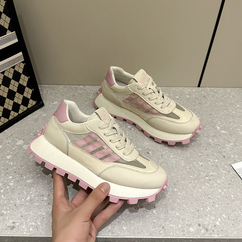 Women's White For Dad Versatile Hidden Platform Sneakers