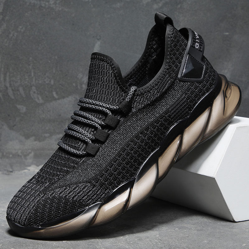 Men's Sports Fly Woven Mesh Breathable Running Popcorn Sneakers