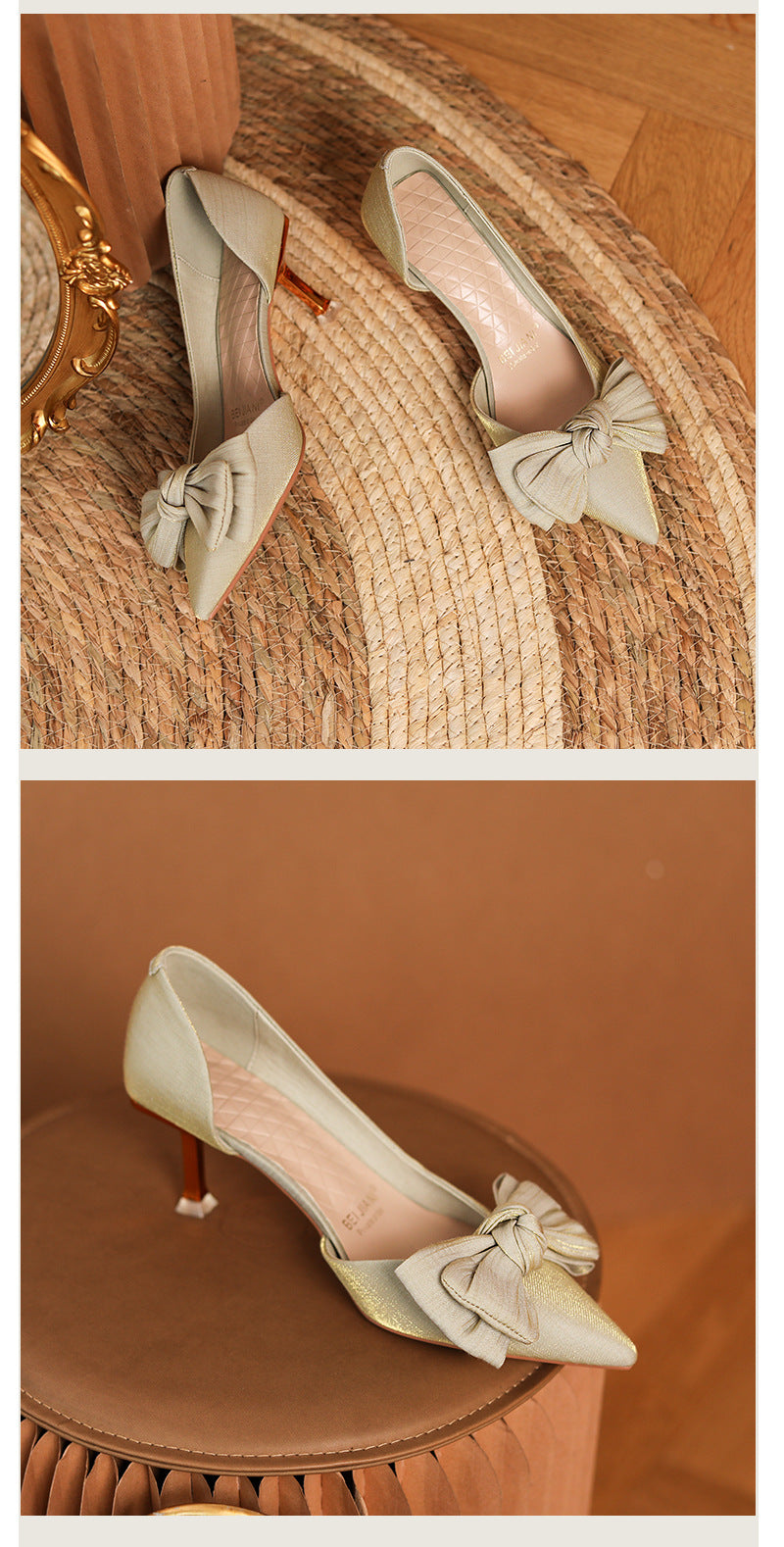 Women's Red Wedding Pointed Toe Stilettos Bow Shallow Heels