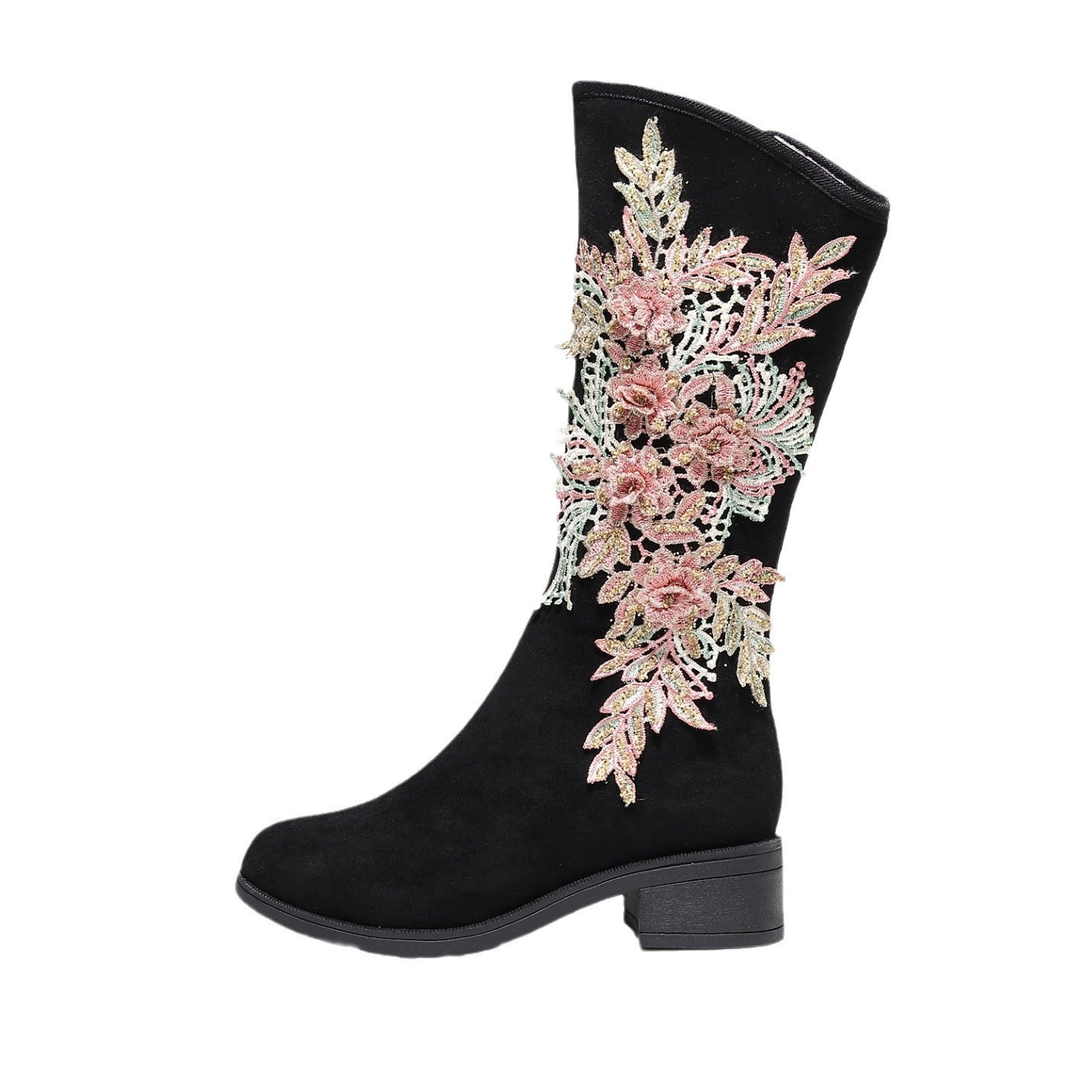 Women's Cotton Long Quilted Fleece-lined Winter Suede Snow Boots