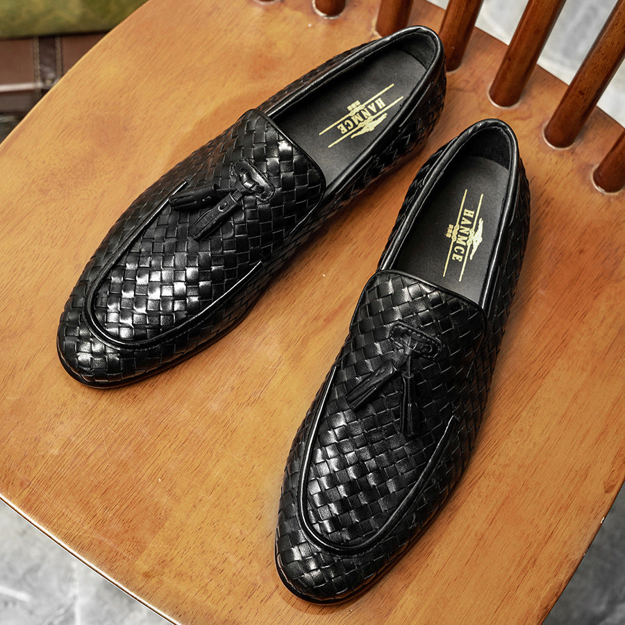 Men's Handmade Braided High-quality Korean Tassel Business Leather Shoes