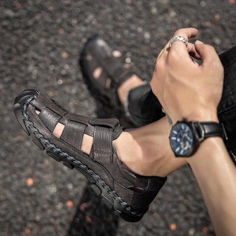 Men's Summer Outdoor Fashion Cattlehide Plus Size Men's Shoes