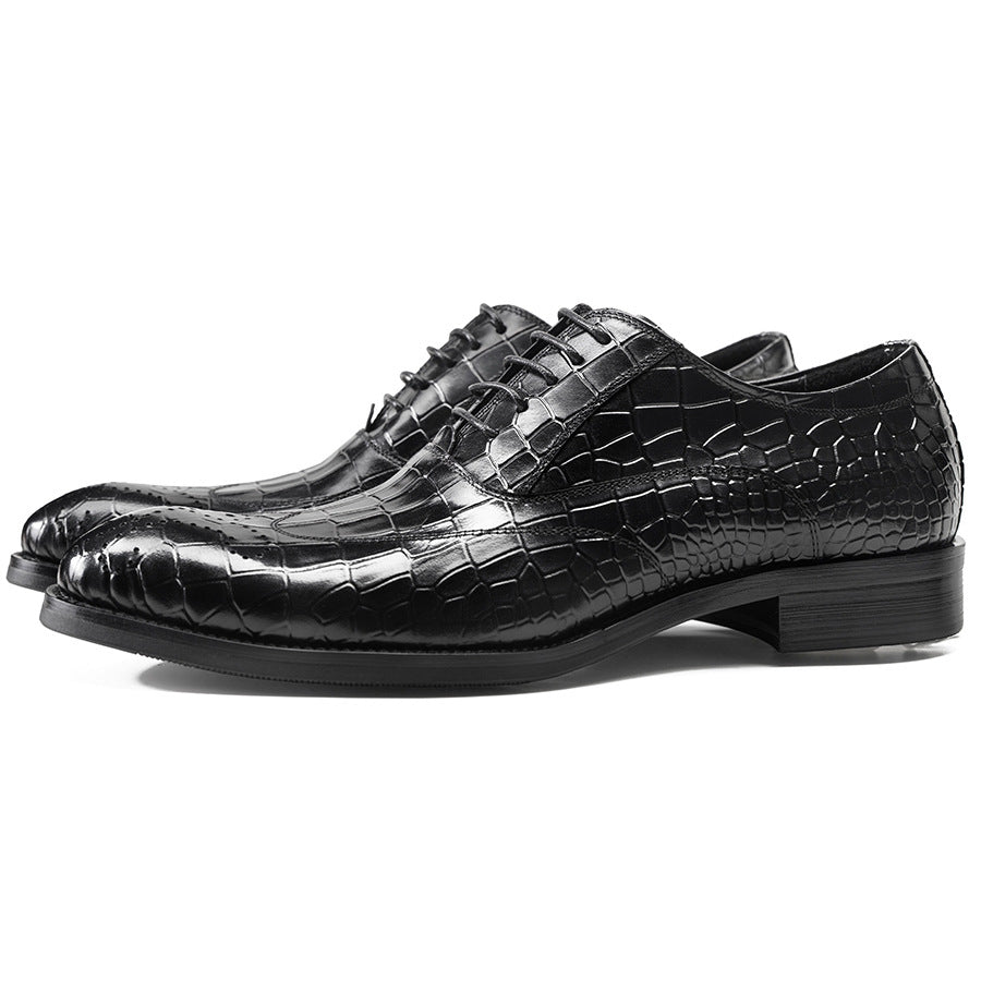 Men's Quality British Brogue Green Carved Business Leather Shoes