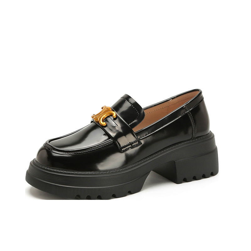 Women's Skirt Arc Gold Buckle Slip-on Lazy Loafers