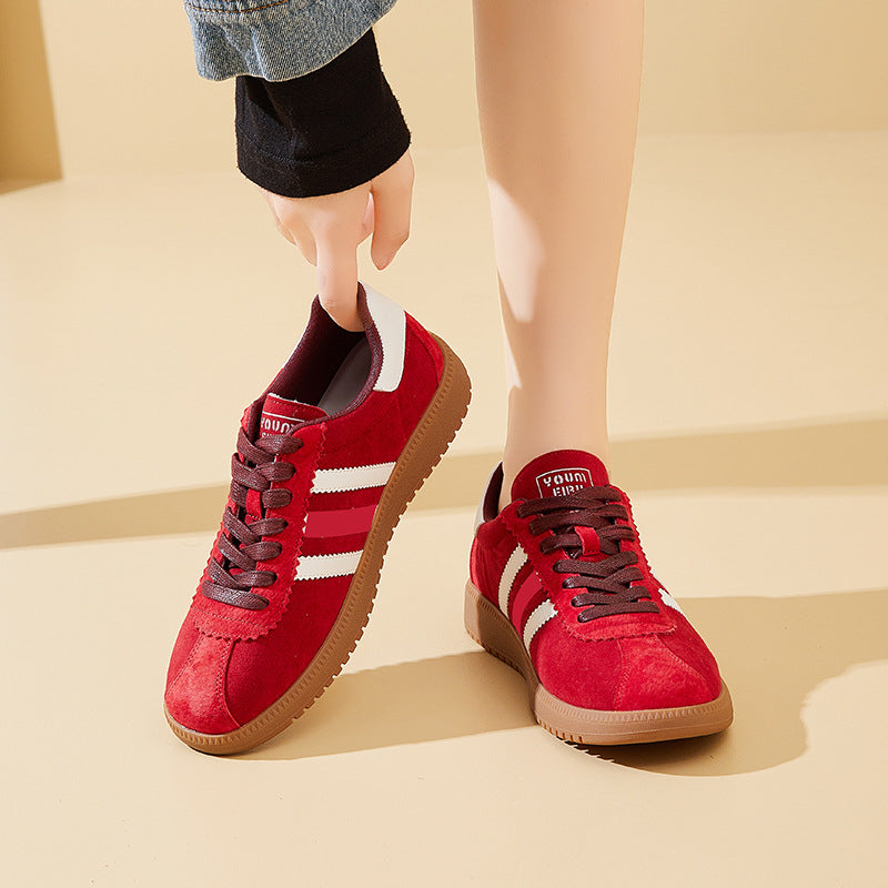 Women's Lace Color Block Trendy Board Flat Casual Shoes