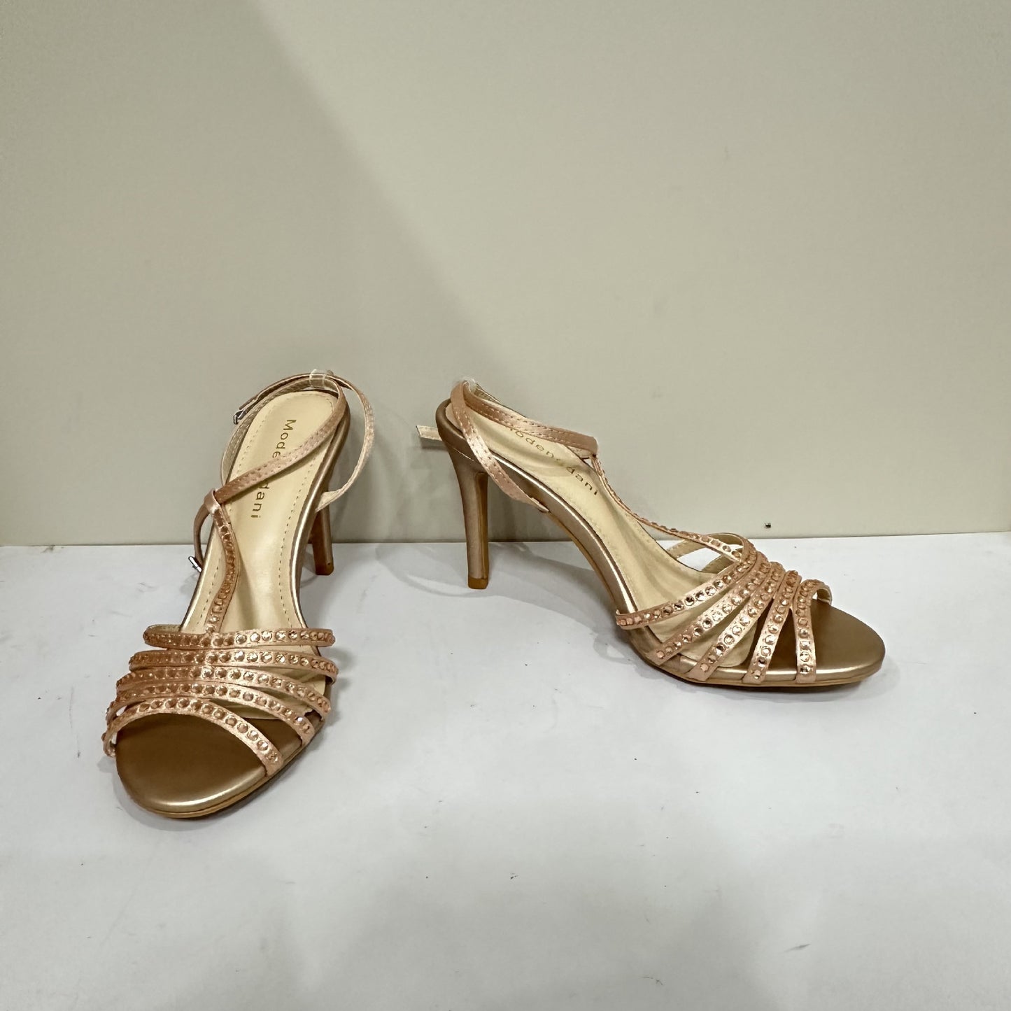 Women's Gold Diamond Band Satin Strap Sexy Heels