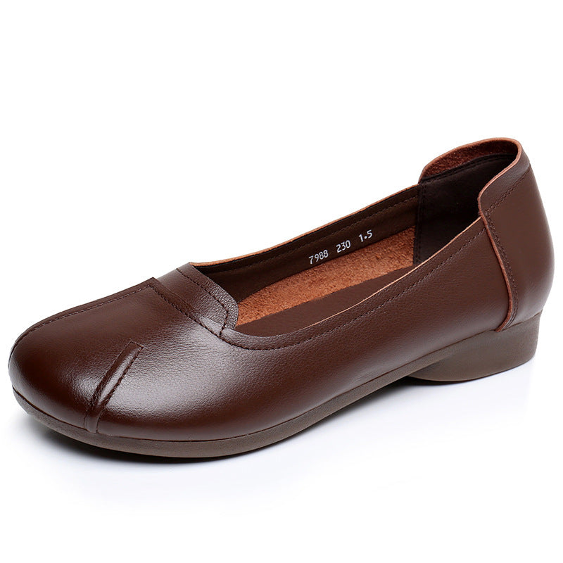 Women's & Men's Layer Cowhide Ethnic Style Retro Slip-on Casual Shoes