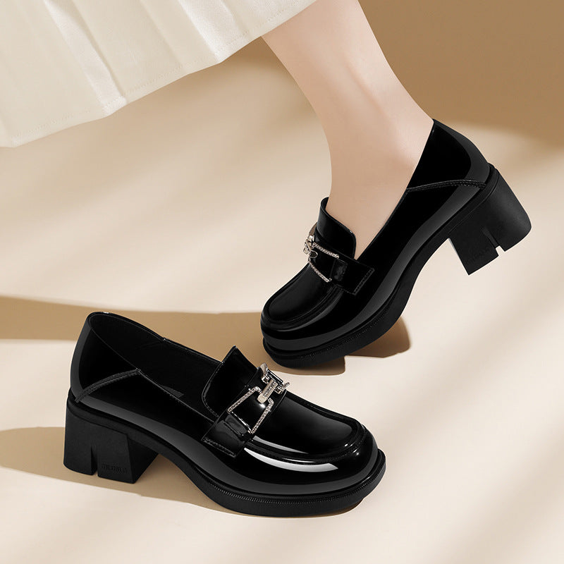 Women's Soft Patent Spring British Style Slip-on Loafers