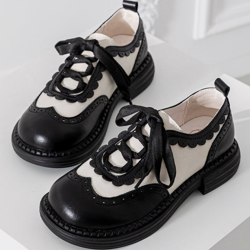 Women's Power College Style Small Lace Assorted Colors Retro Leather Shoes