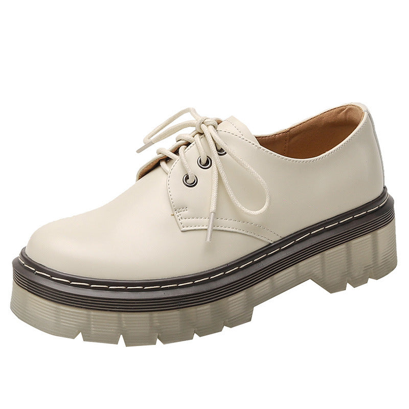 Style Black Thick Bottom Martin Preppy Leather Shoes