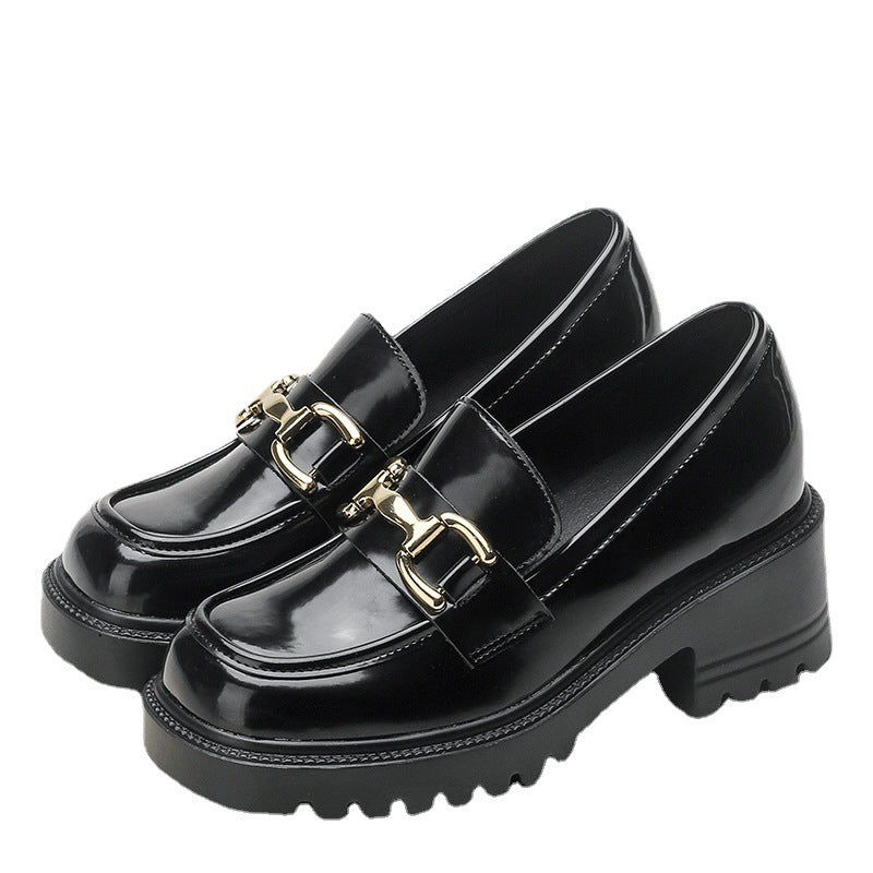 Metal Buckle British Style Slip-on Size Loafers