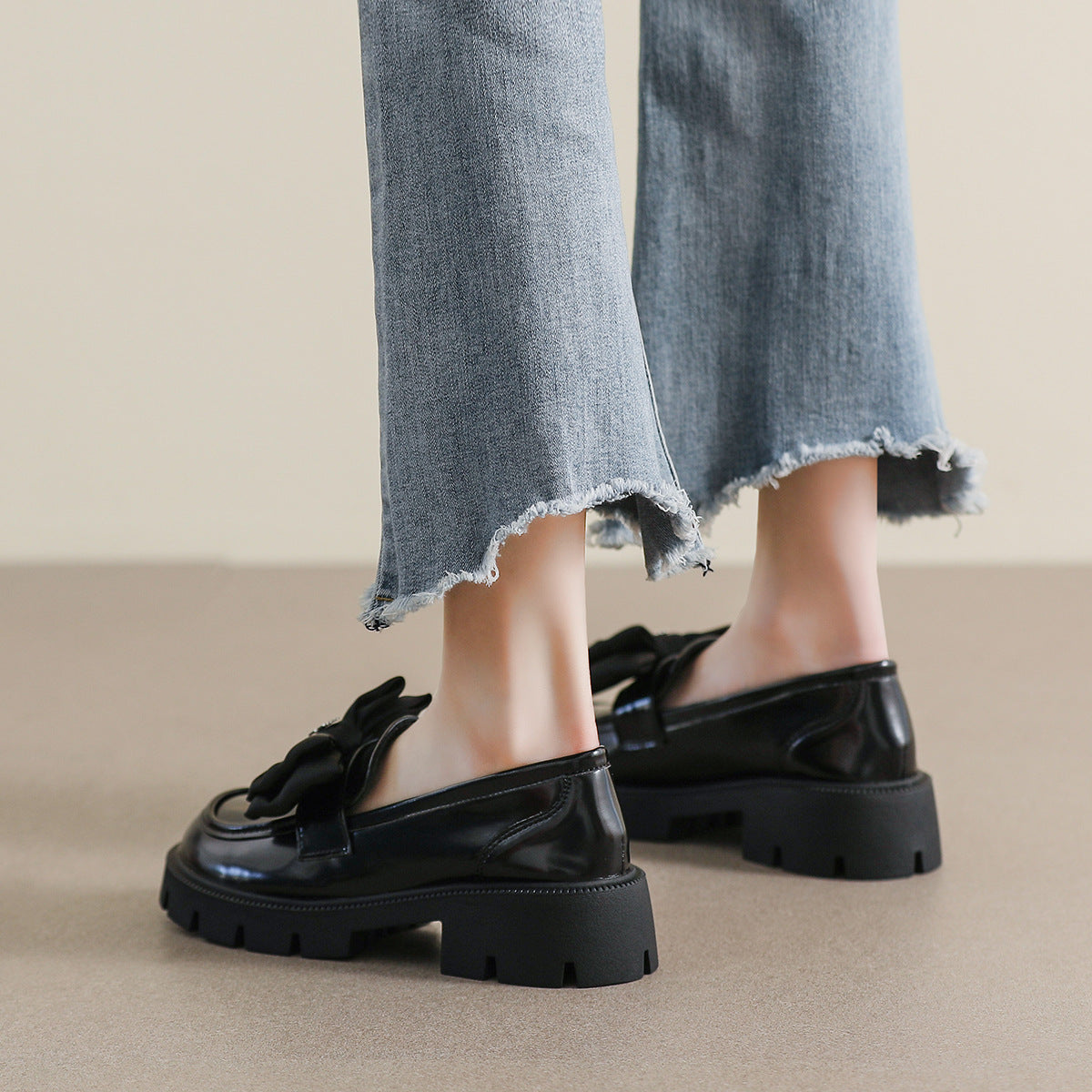 Women's Platform Vintage Bow Soft Bottom Fairy Loafers