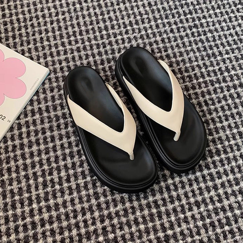 Women's Round Toe Thick Bottom Simple Flip-flops Slippers