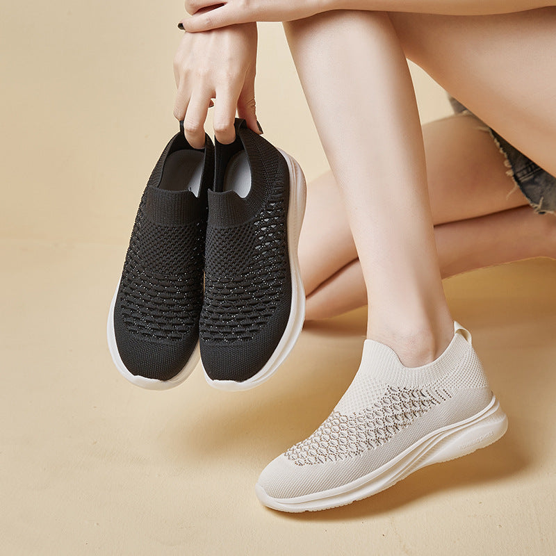 Women's Summer Flying Woven Breathable Mesh Slip-on Sneakers